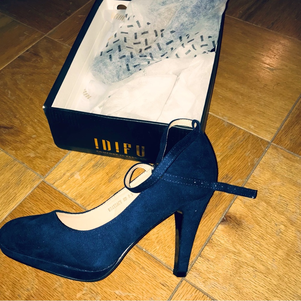Blue Suede Ankle Strap heels size 8.5